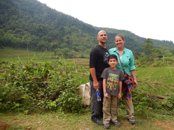 Trekking up to the village