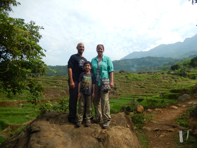 Trekking up to the village
