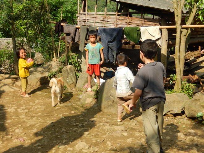 Playing in the village