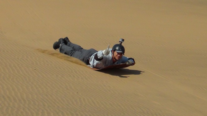 Sandboarding...Adam hit 73 km/hr