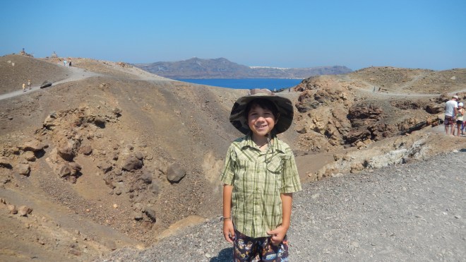 At the top of the crater