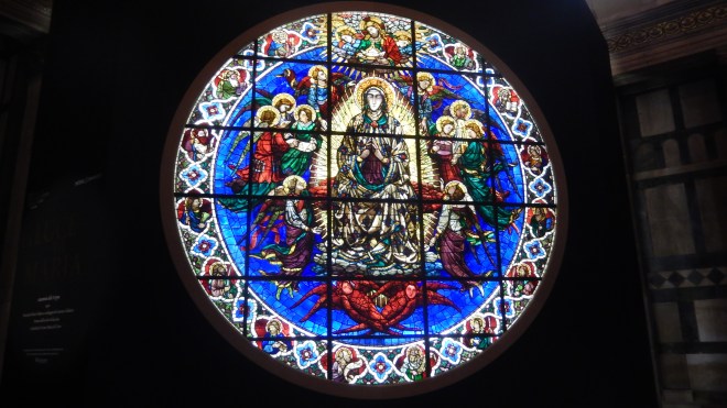 Stained glass window in the Baptistery