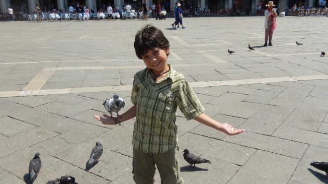 Feeding the pigeons in St. Mark's Square