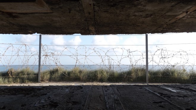 View of the coast from a German bunker at Point Du Hoc