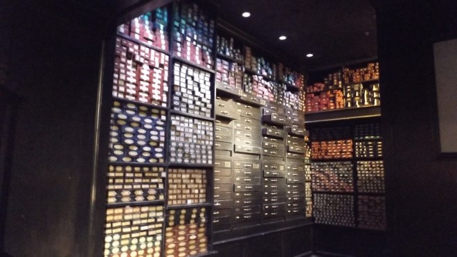 "Credits"...everyone that worked on the movie has a wand box with their name on it.